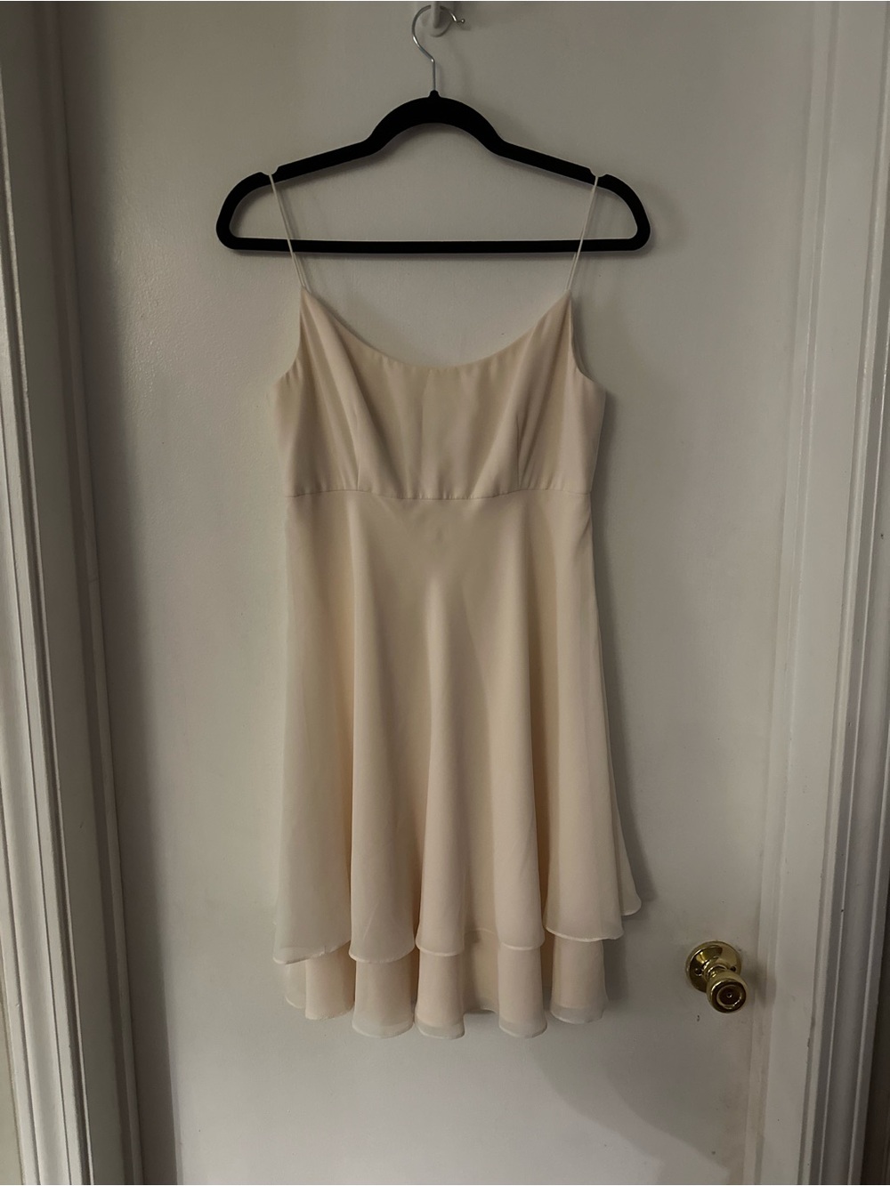 A.J. Bari Cream Spaghetti-Strap Mini Dress